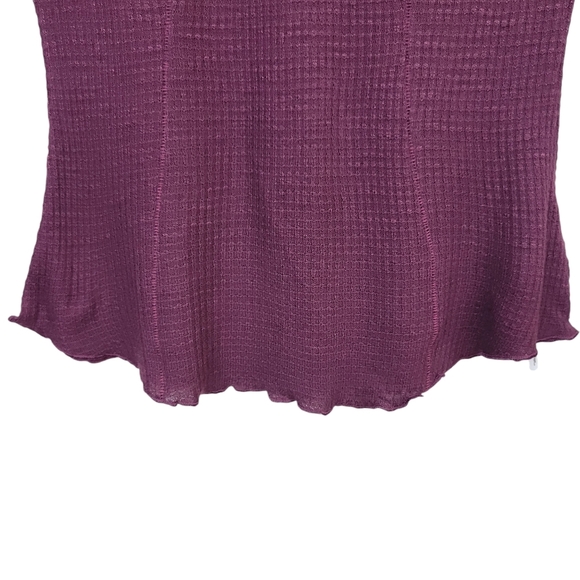 Free People Make It Easy Thermal Turtleneck Top XS Midnight Plum Lettuce Edge - Picture 8 of 12